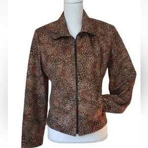 TOTOnko New York Vintage Leopard Print Chocolate Brown Zip Up Jacket Size